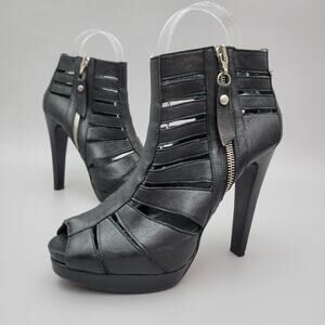 Stuart Weitzman Platform Gladiator Peep Toe Heel Caged High Heel Side Zip Size 6